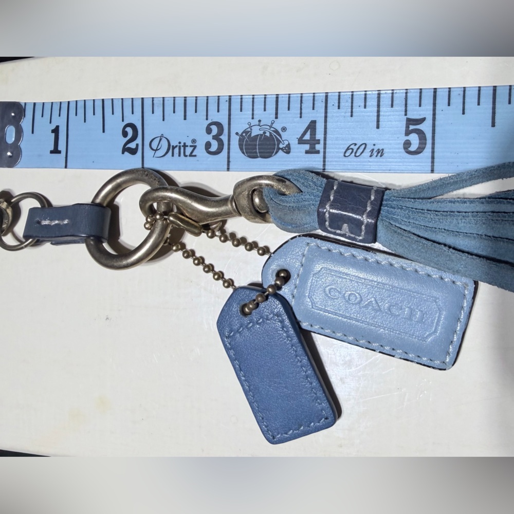 COACH LEATHER TASSEL GOLD TONE KEYFOB RING BAG CHARM KEYCHAIN 2 HANGTAGS